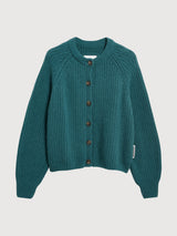 Selmaa Rib Knit Cardigan Ptrol Velvet | ARMEDANGELS