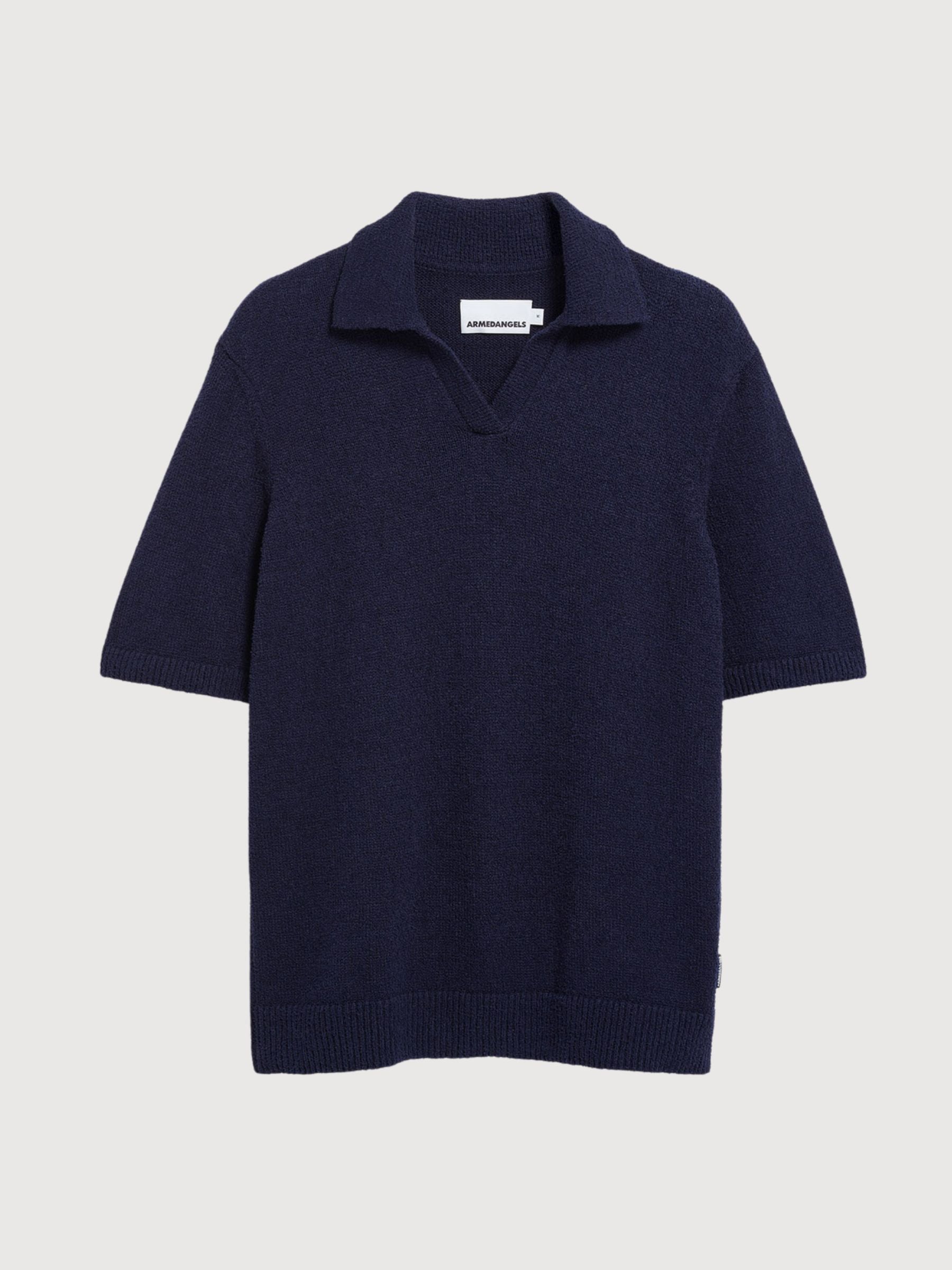 Boucle Knit Poloshirt Night Sky | Armedangels