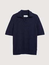 Boucle Knit Poloshirt Night Sky | Armedangels