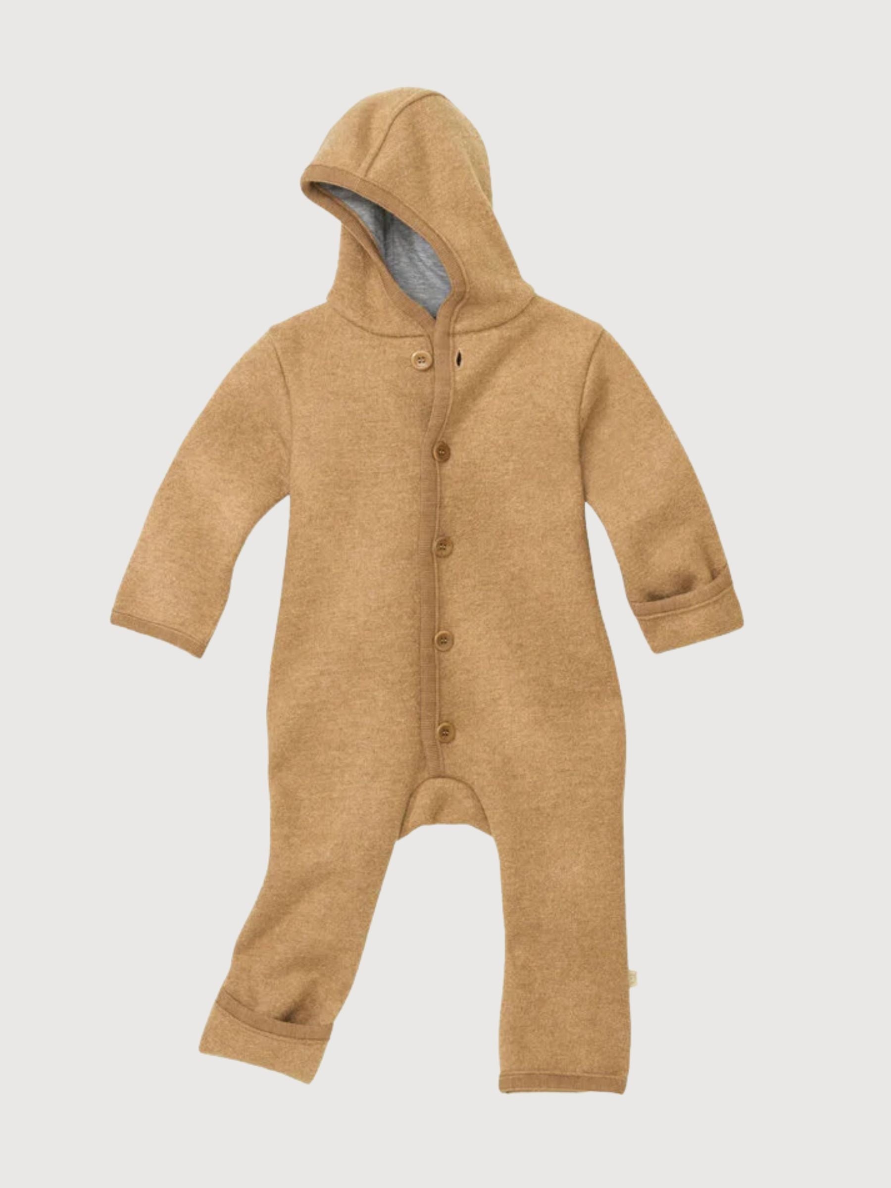 Tuta intera in lana cotta color caramello