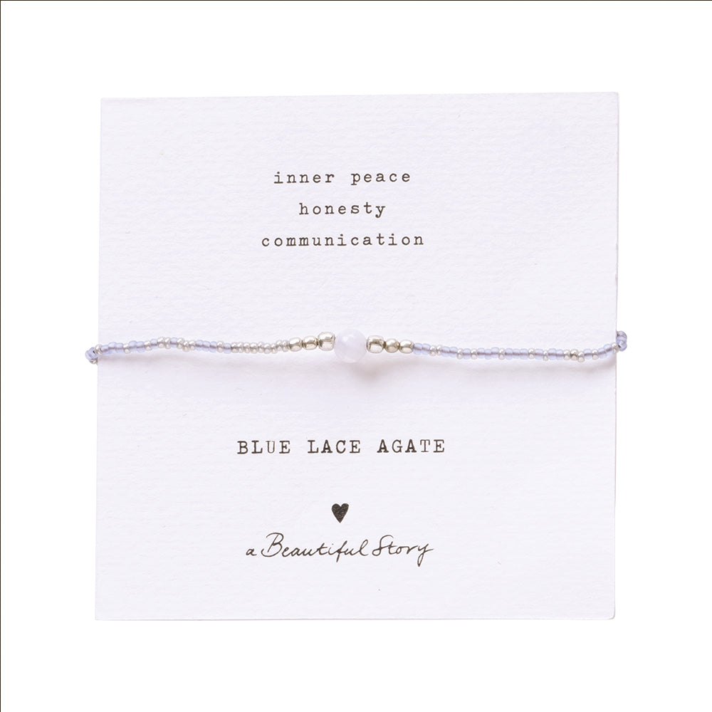 Armband Iris Kordel Spitze Blau Achat Silber | A BEAUTIFUL STORY