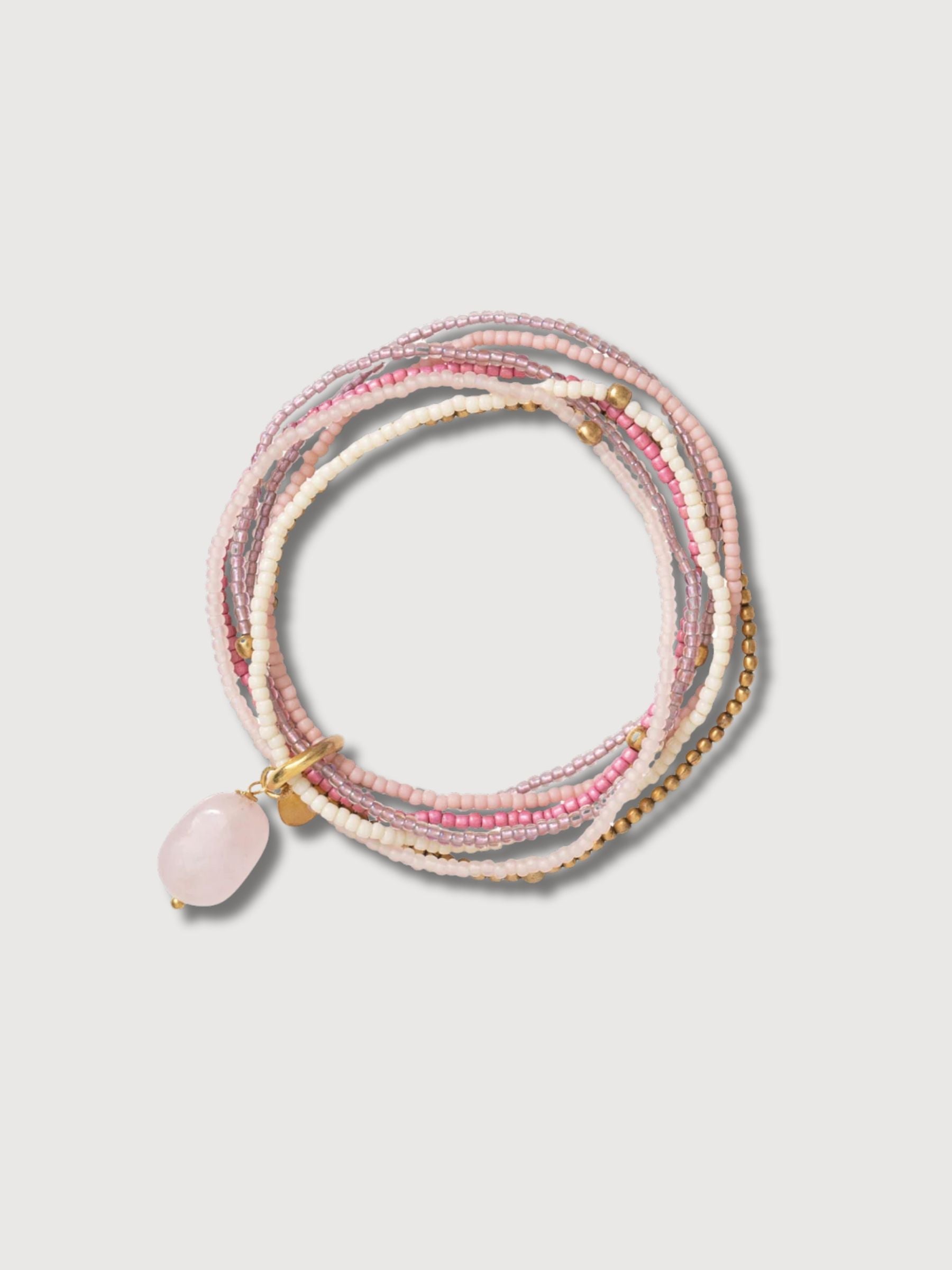 Nirmala Bracelet Rose Quartz Gold | A Beautiful Story