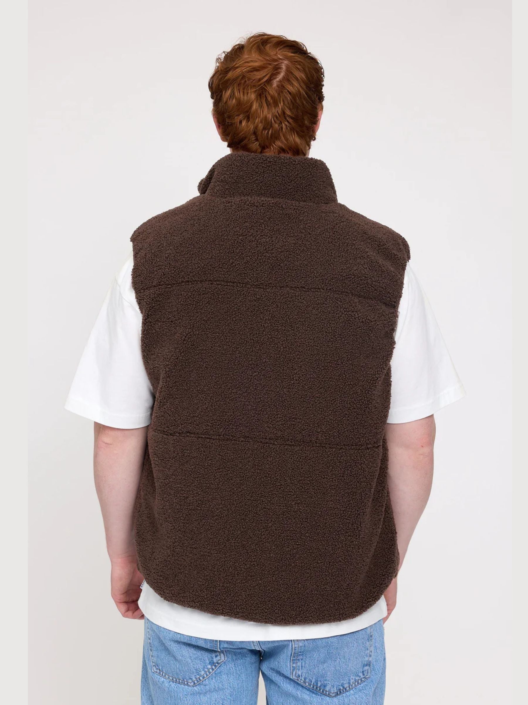 Vest Padded Sherpa Dark Brown Man | Mazine