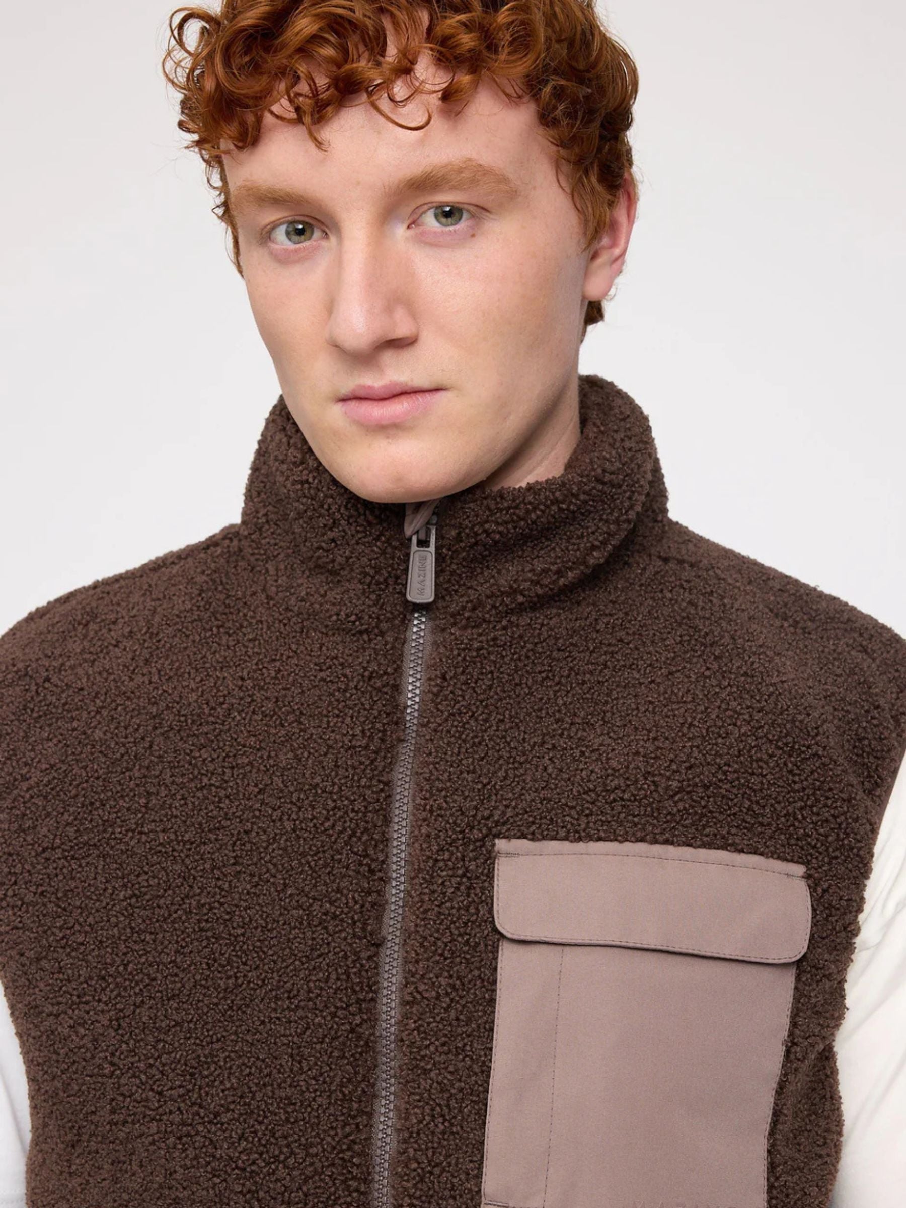 Vest Padded Sherpa Dark Brown Man | Mazine