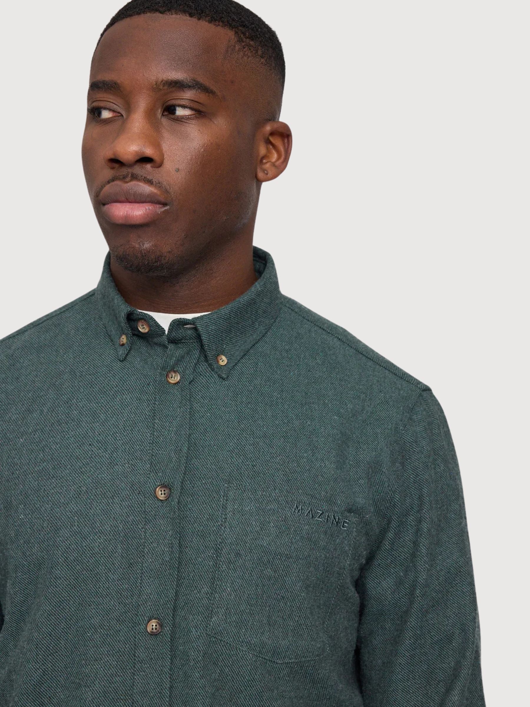 Shirt Melange Flannel Dark Green Man | Mazine