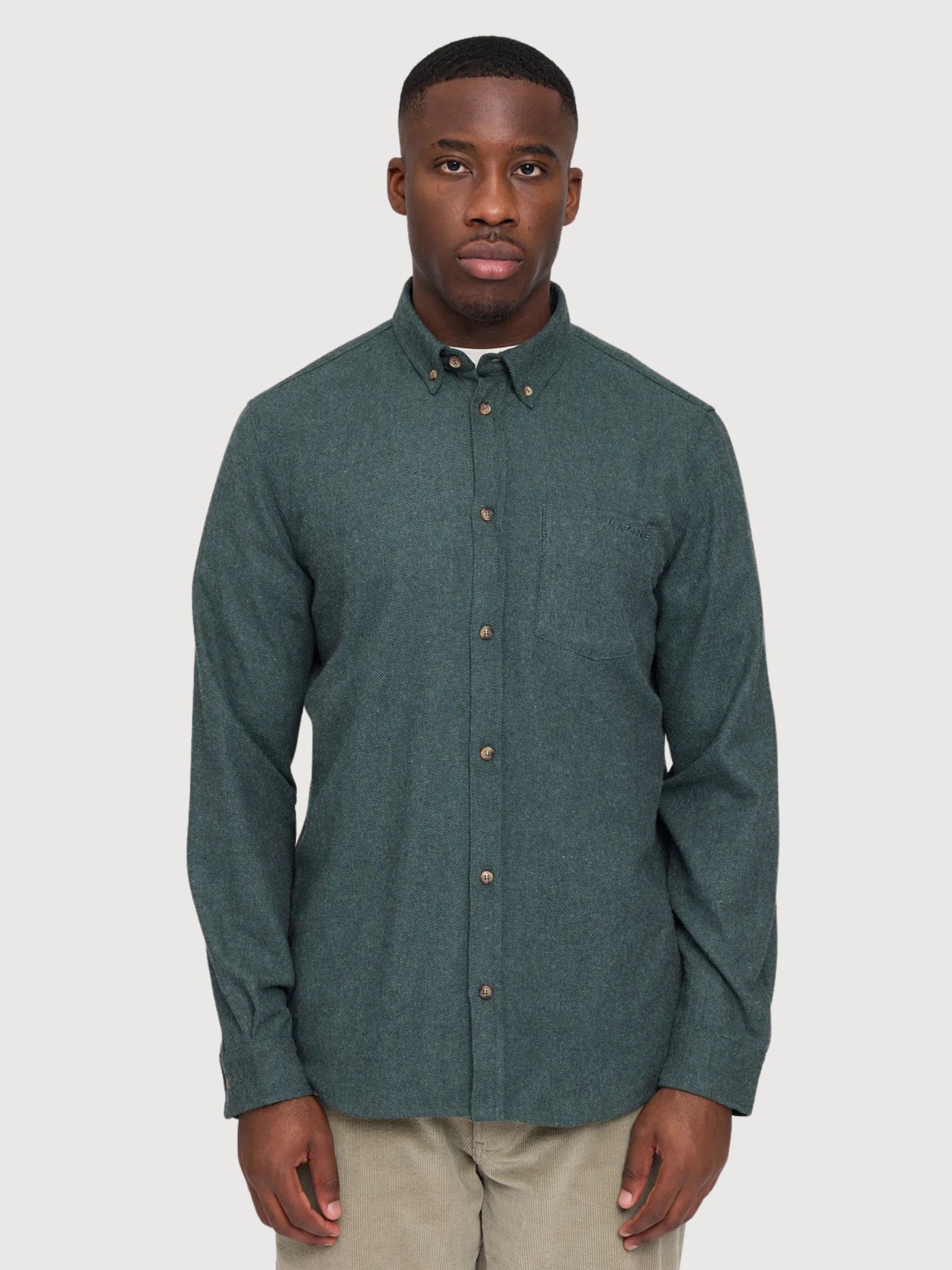 Shirt Melange Flannel Dark Green Man | Mazine