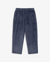 Ash blue wide-leg corduroy trousers by Rotholz, featuring organic cotton fabric and a relaxed fit.