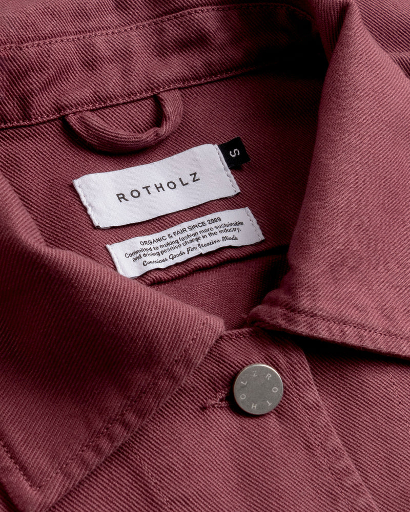 Cropped Jacket Organic Cotton Washed Burgundy | ROTHOLZ