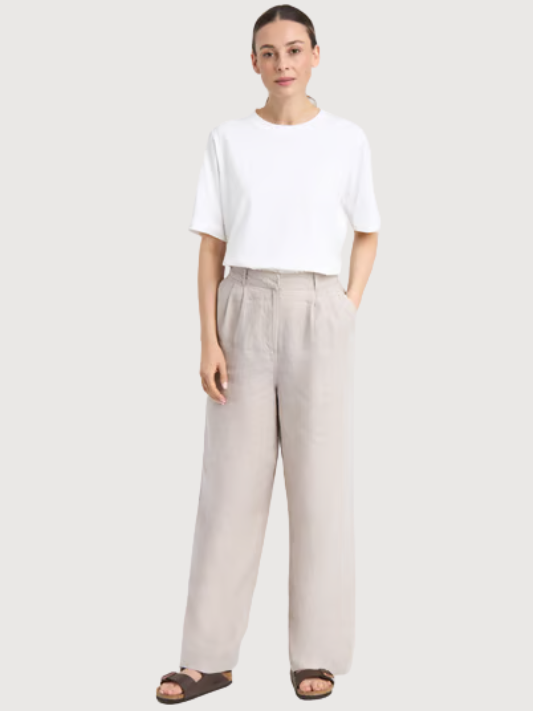 Pants Vickleby Linen Ecru Woman | Dedicated