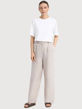 Pants Vickleby Linen Ecru Woman | Dedicated