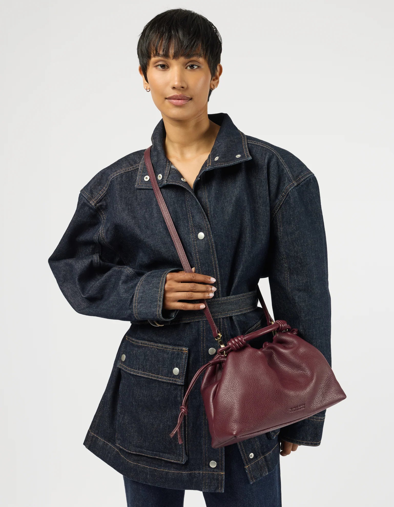 Kiki Midi - Dark Cherry Soft Grain Leather | O MY BAG