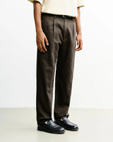 High-Waisted Flannel Trousers Organic Cotton Black Brown | ROTHOLZ