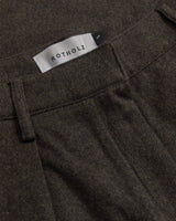 High-Waisted Flannel Trousers Organic Cotton Black Brown | ROTHOLZ