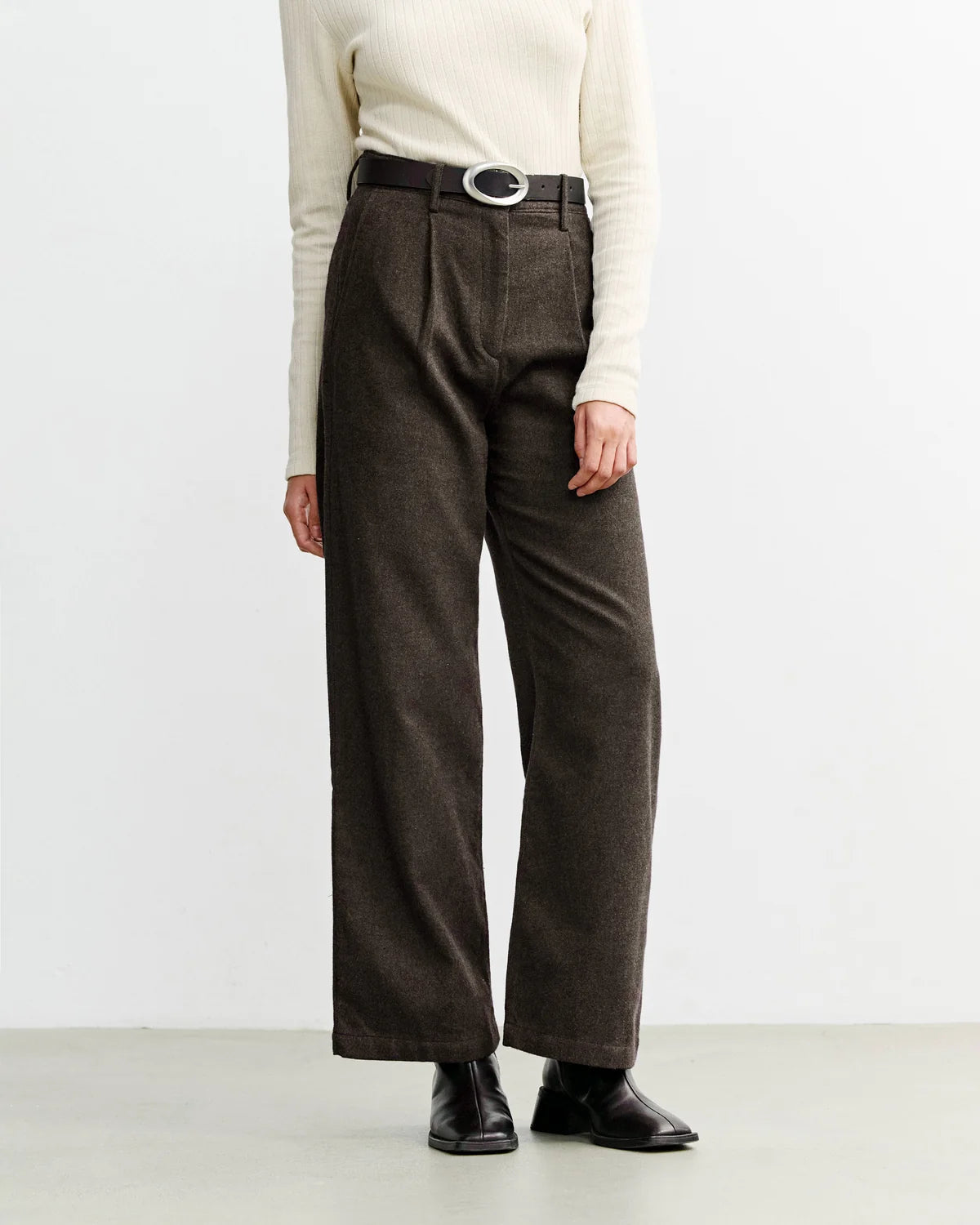 High-Waisted Flanellhose Bio-Baumwolle Schwarz Braun | ROTHOLZ