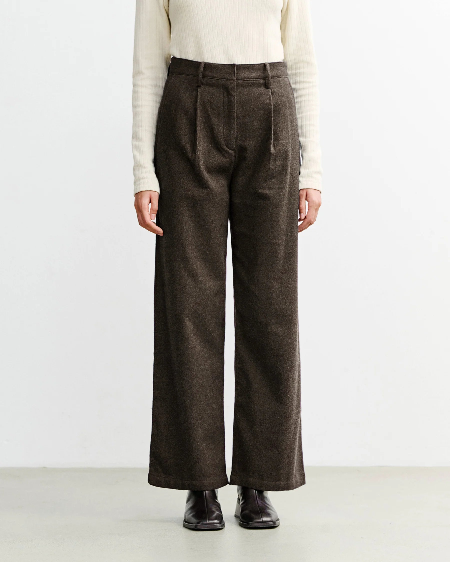 High-Waisted Flanellhose Bio-Baumwolle Schwarz Braun | ROTHOLZ