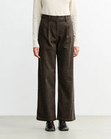 High-Waisted Flannel Trousers Organic Cotton Black Brown | ROTHOLZ