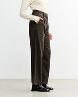 High-Waisted Flannel Trousers Organic Cotton Black Brown | ROTHOLZ