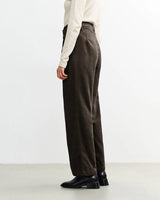 High-Waisted Flannel Trousers Organic Cotton Black Brown | ROTHOLZ
