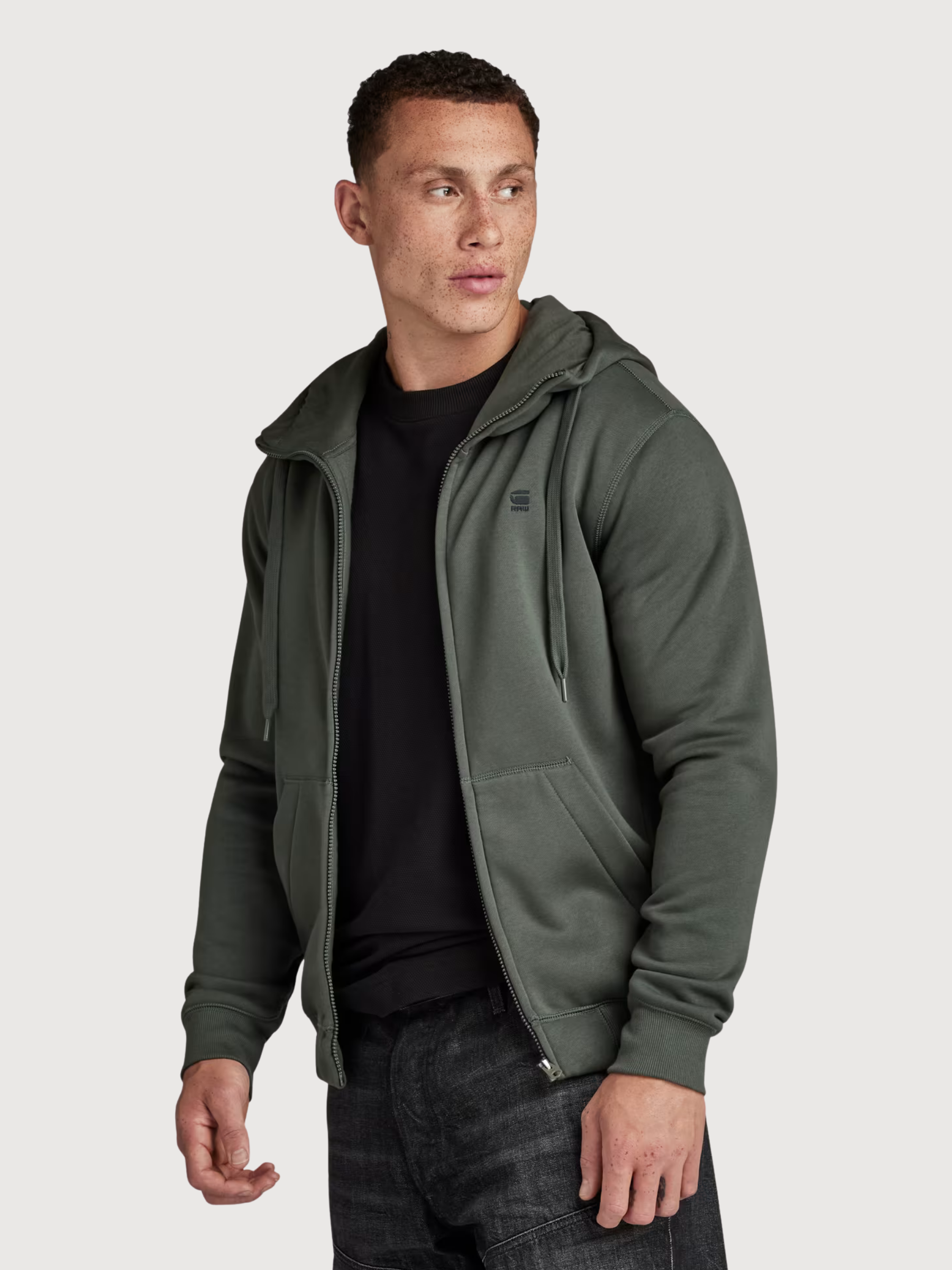 Zip Sweatshirt Premium Core Green Man | G-Star Raw