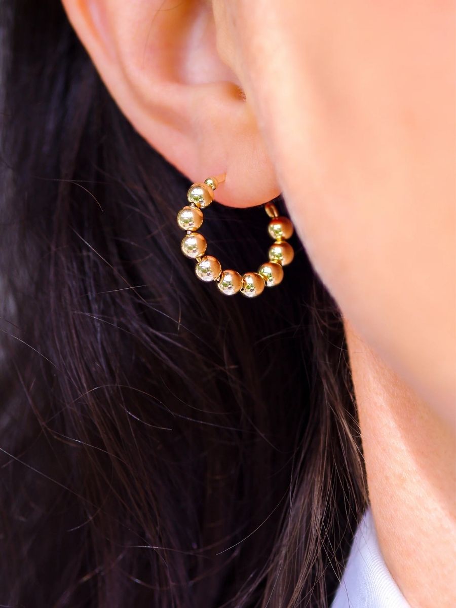 Goldperlen Ohrring medio  | Rays & Riches