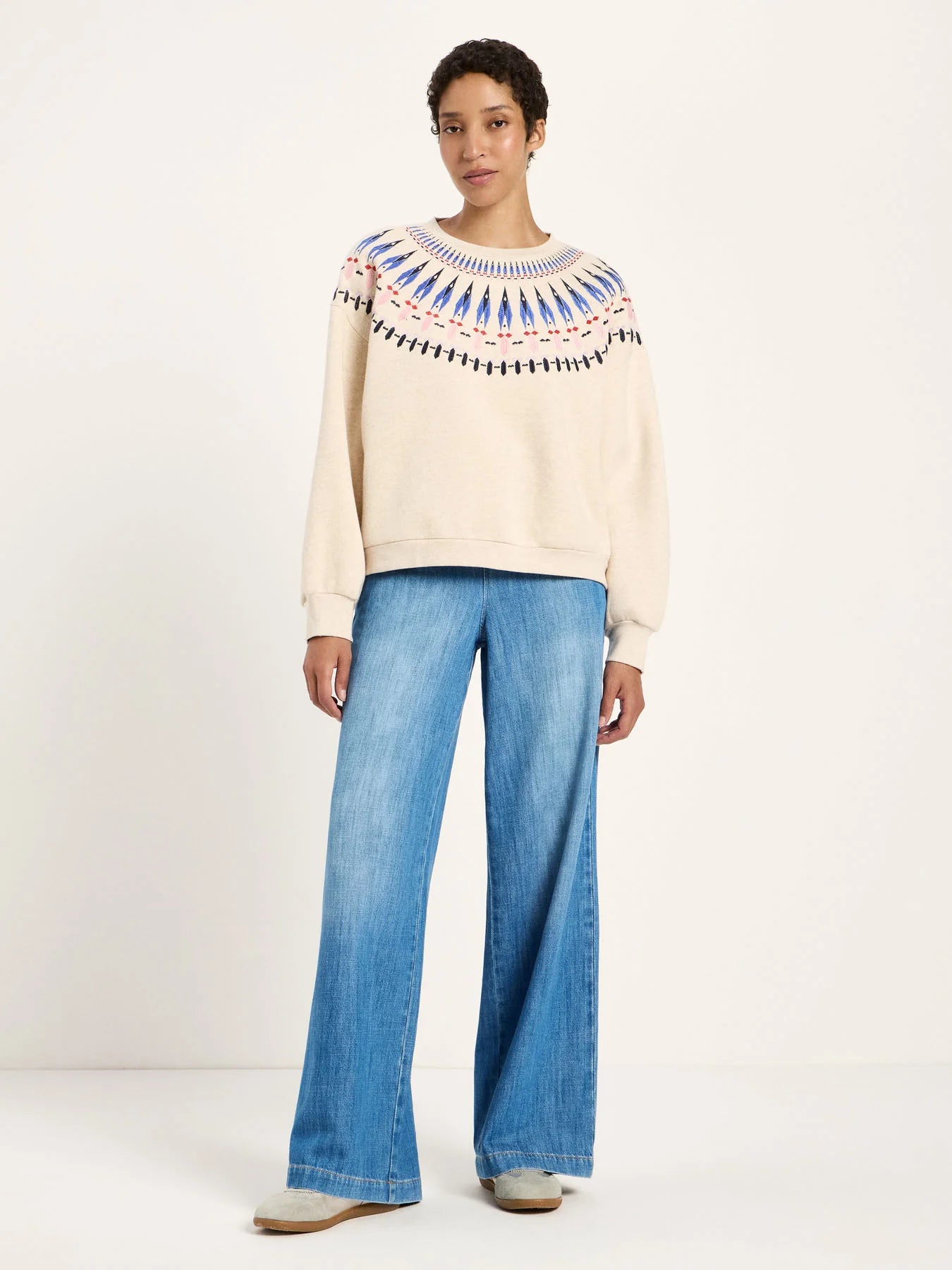 Statement Sweatshirt Creme in Organi Cotton | Lanius