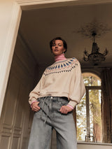 Statement Sweatshirt Creme in Organi Cotton | Lanius