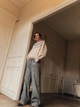 Statement Sweatshirt Creme in Organi Cotton | Lanius