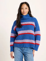Chunky-Knit Sweater Blue Violet Stripe | Lanius