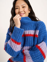 Chunky-Knit Sweater Blue Violet Stripe | Lanius