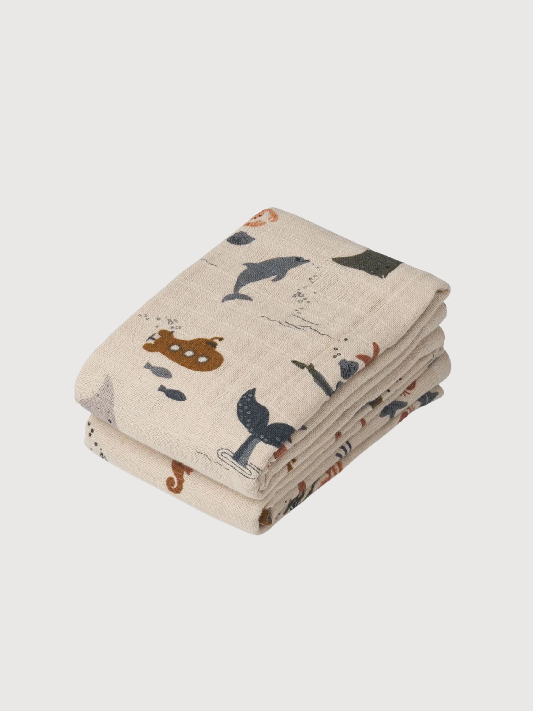 Lewis Musselintücher 2er-Pack Sea Creature Sandy | Liewood