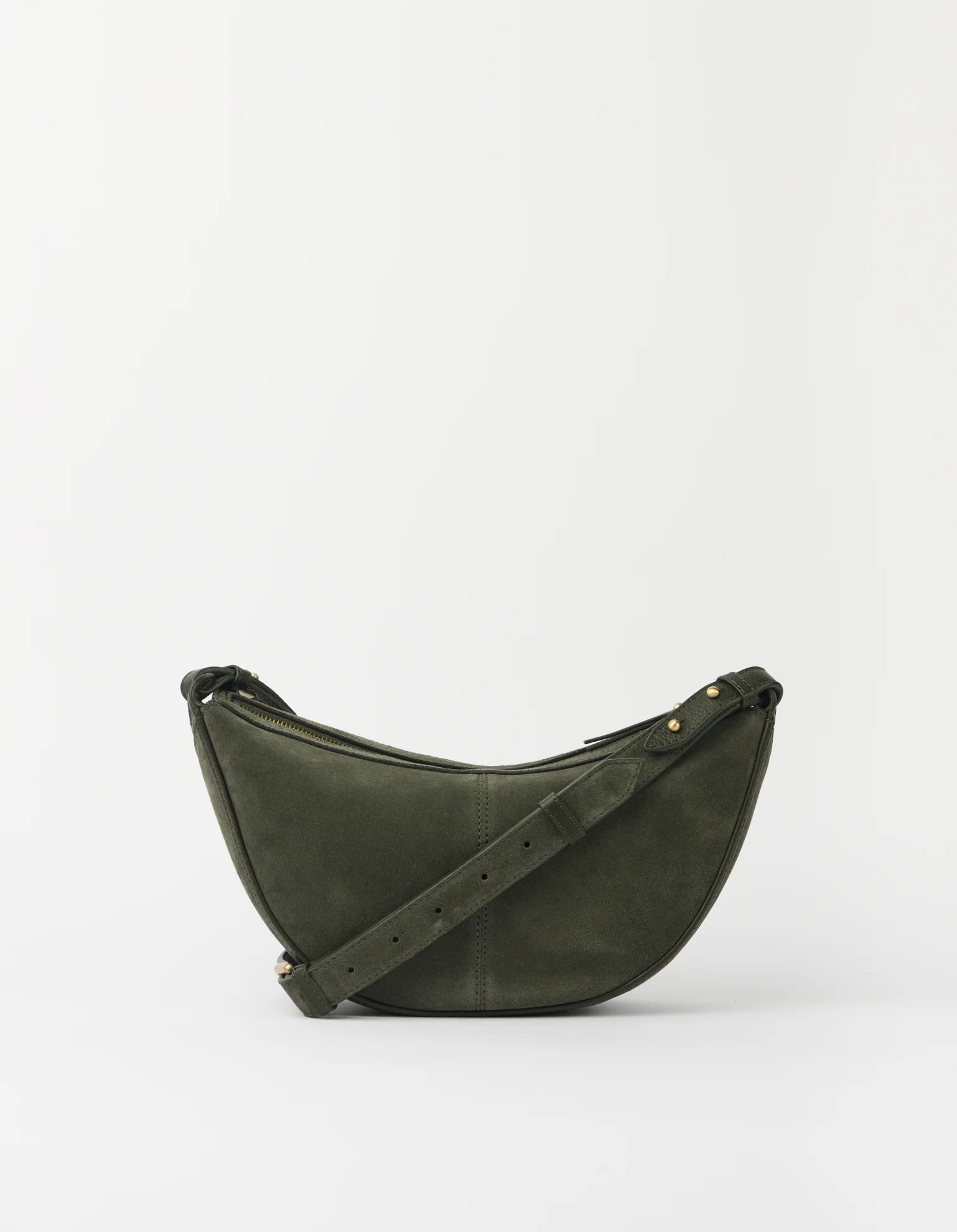 Borsa Leo a tracolla in pelle scamosciata color muschio | O MY BAG