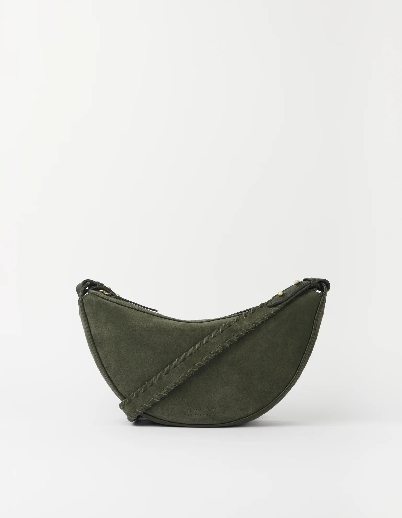 Borsa Leo a tracolla in pelle scamosciata color muschio | O MY BAG