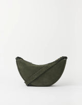 Borsa Leo a tracolla in pelle scamosciata color muschio | O MY BAG