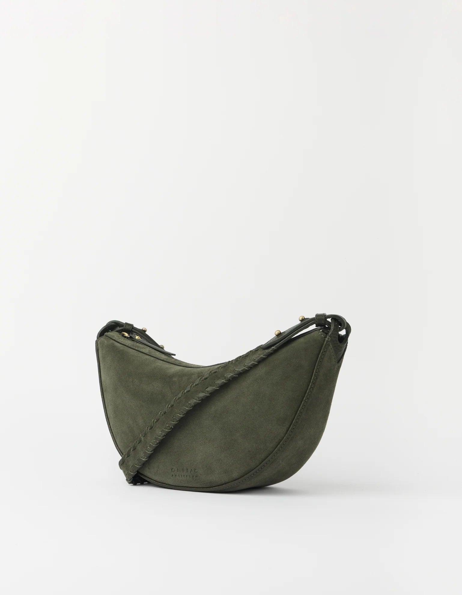 Borsa Leo a tracolla in pelle scamosciata color muschio | O MY BAG