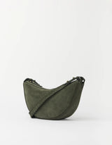 Borsa Leo a tracolla in pelle scamosciata color muschio | O MY BAG