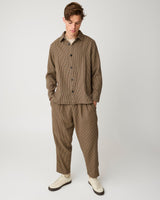 Loose houndtooth overshirt Dark Brown check | Knowledge Cotton Apparel