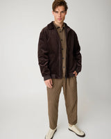 Loose houndtooth overshirt Dark Brown check | Knowledge Cotton Apparel