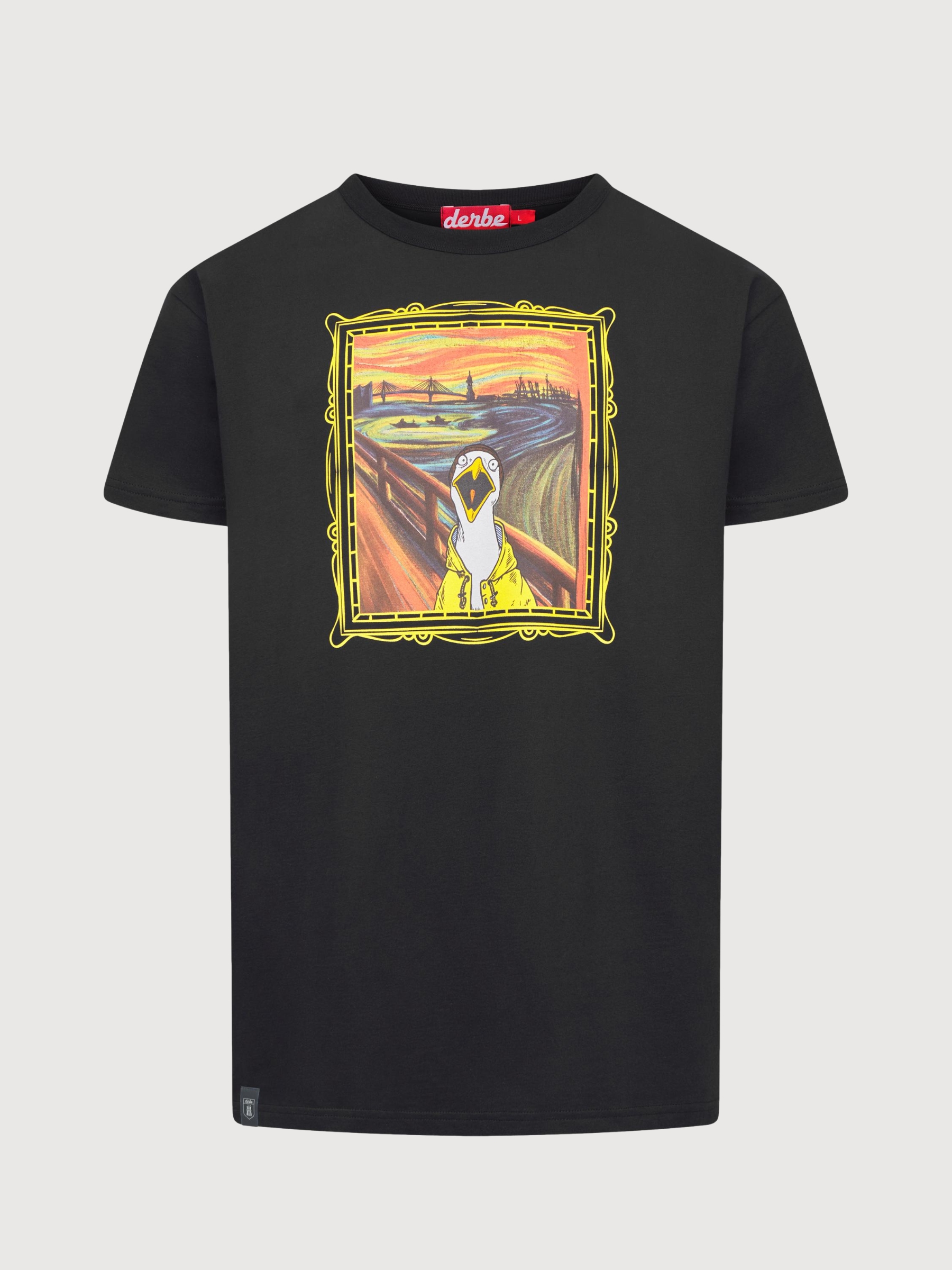 Schreimöwe T‑Shirt – Tiefschwarz aus Bio-Baumwolle | Derbe