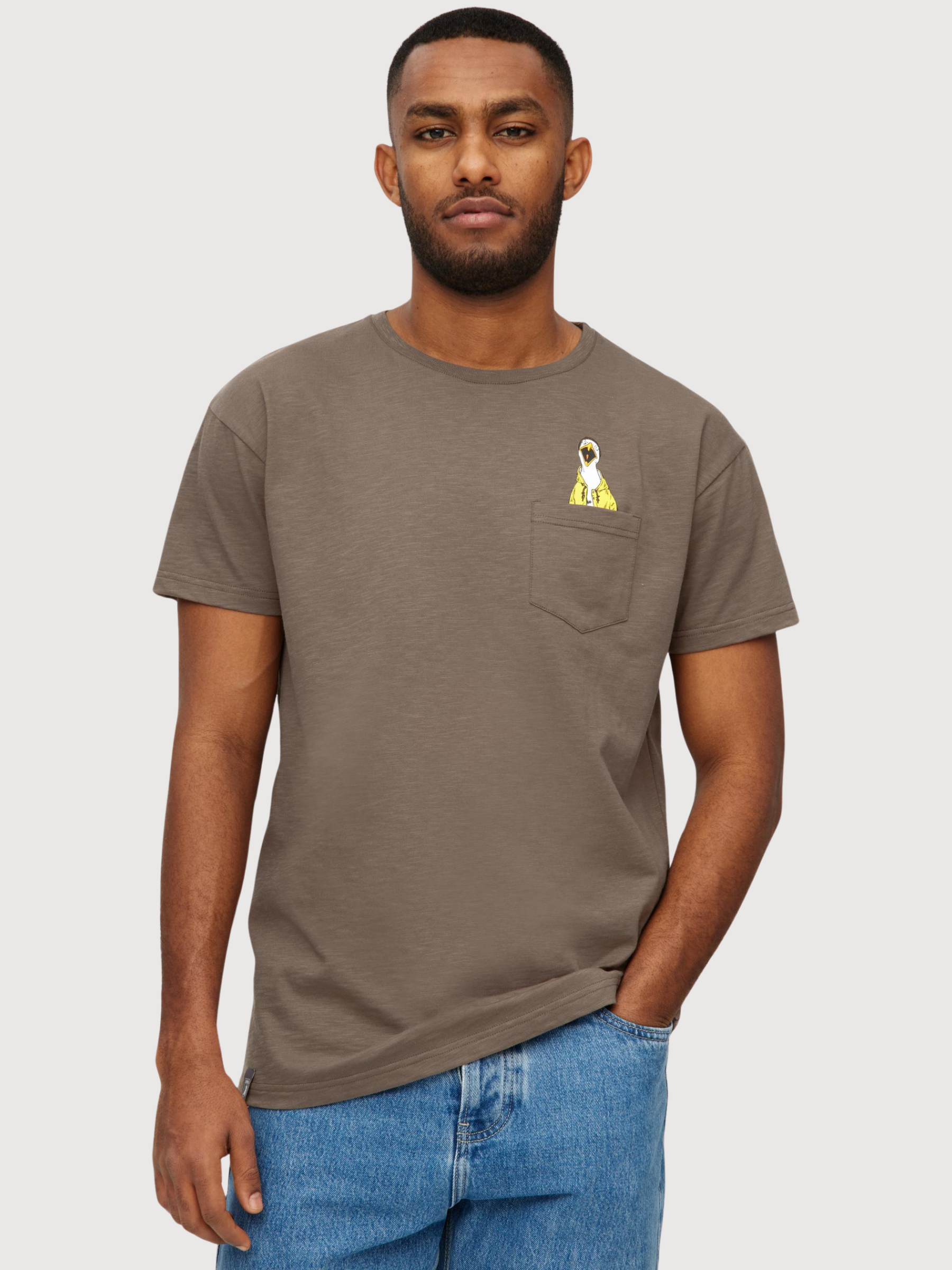 T-Shirt Schreimoewe Pocket Braun Mann Baumwolle | Derbe