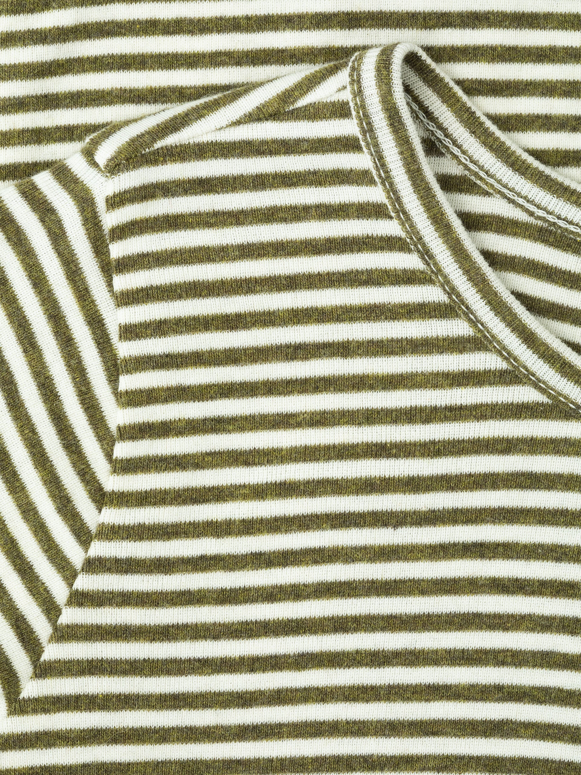 T-shirt slim a righe color alghe/bianco sporco | SERENDIPITY