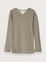 T-shirt slim a righe color alghe/bianco sporco | SERENDIPITY