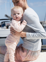 Baby Striped Body in Coral / Ecru   Organic Cotton | SERENDIPITY