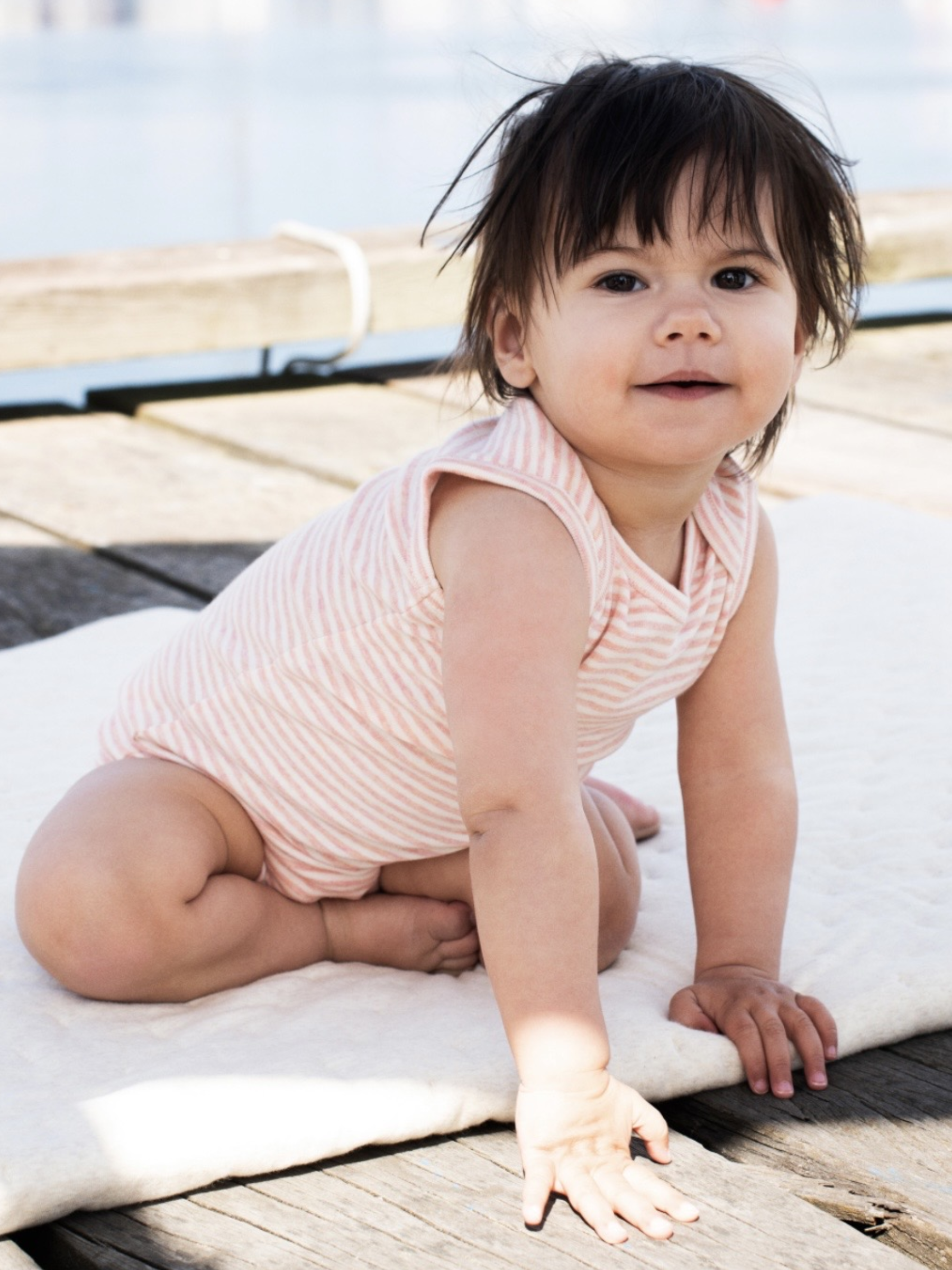 Baby Striped Tank Body in Coral / Offwhite   Organic Cotton | SERENDIPITY