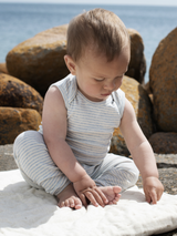 Baby Striped Tank Body in Mist / Offwhite   Organic Cotton | SERENDIPITY