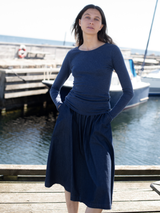 Women's Slim T-Shirt in Navy   Organic Cotton Rib | SERENDIPITY