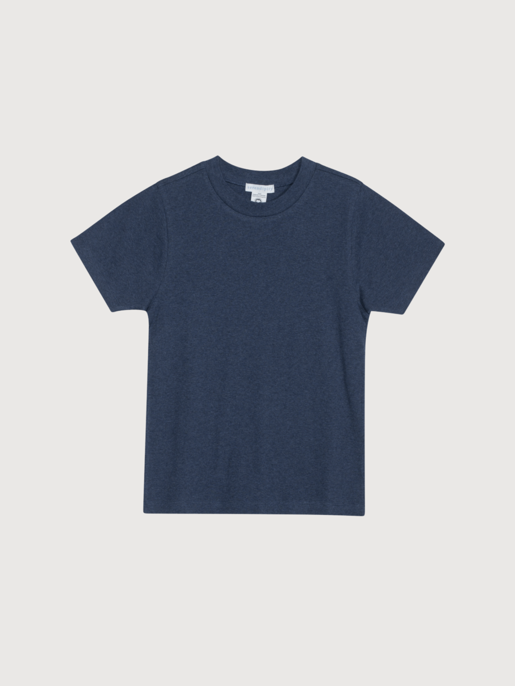 T-shirt da donna a maniche corte in cotone biologico a coste blu navy | SERENDIPITY