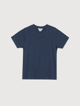 T-shirt da donna a maniche corte in cotone biologico a coste blu navy | SERENDIPITY