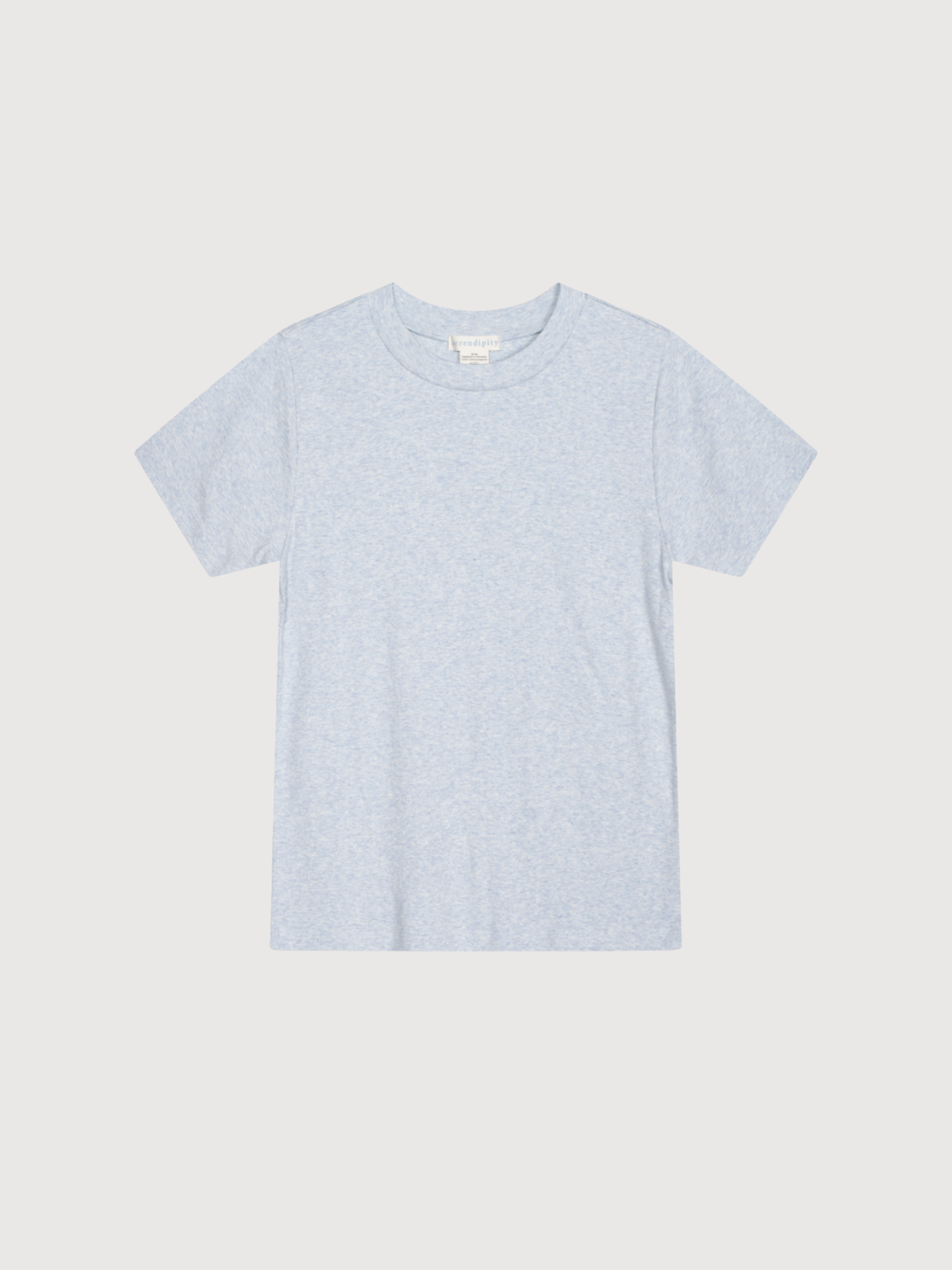 T-shirt da donna a maniche corte in cotone biologico a coste color nebbia | SERENDIPITY