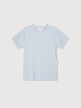 T-shirt da donna a maniche corte in cotone biologico a coste color nebbia | SERENDIPITY