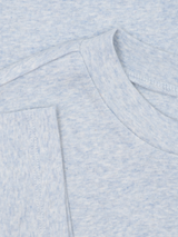 T-shirt da donna a maniche corte in cotone biologico a coste color nebbia | SERENDIPITY